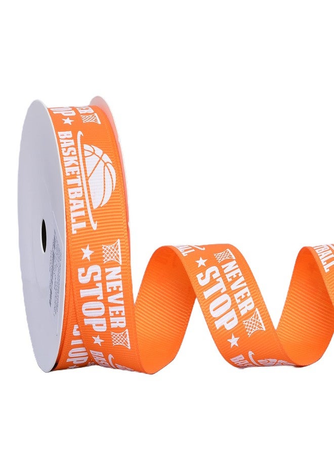 Ribest Basketball Ribbon, 7/8 Inch Grosgrain Sports Ribbon for Crafts Hair Bows Gift Wrapping Team Decor Party Decorations, Orange and White, 10 Yards - Image 1